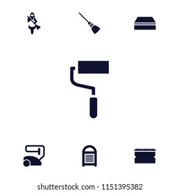 Housework icon. collection of 7 housework filled icons such as vacuum cleaner, sponge, maid, roller. editable housework icons for web and mobile.