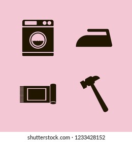 housework icon. housework vector icons set hammer, carpet, washer and iron