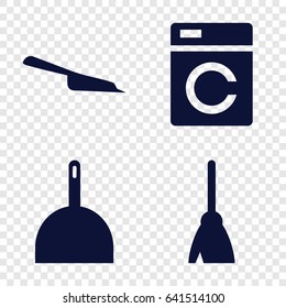 Housework icons set. set of 4 housework filled icons such as washing machine, broom
