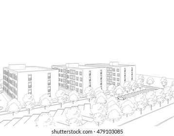 housing architectural 3d view