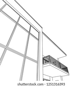 housing architectural drawing vector 3d illustration