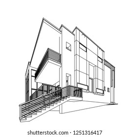 Housing Architectural Drawing Vector 3d Illustration Stock Vector ...