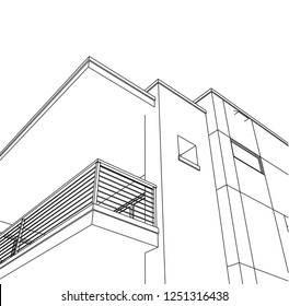 housing architectural drawing vector 3d illustration