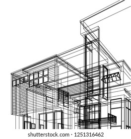 housing architectural drawing vector 3d illustration
