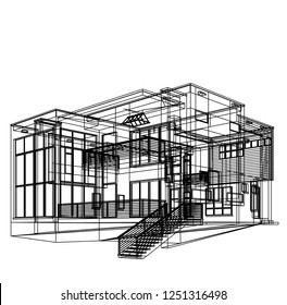 housing architectural drawing vector 3d illustration