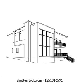 housing architectural drawing vector 3d illustration