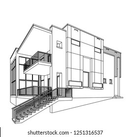 housing architectural drawing vector 3d illustration