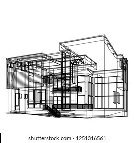 housing architectural drawing vector 3d illustration