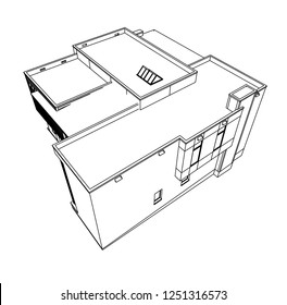 housing architectural drawing vector 3d illustration