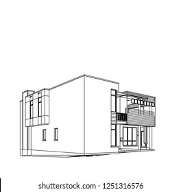 housing architectural drawing vector 3d illustration