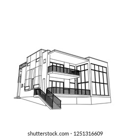 housing architectural drawing vector 3d illustration
