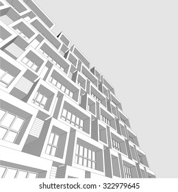 Housing architecture building. Vector background