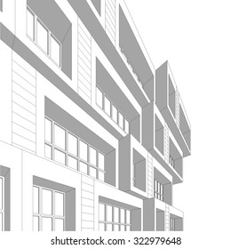 Housing architecture building. Vector background