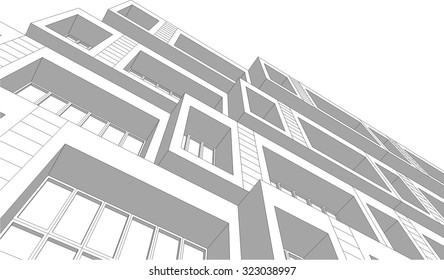 Housing architecture building. Vector background