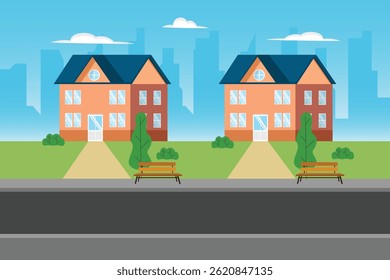 Área habitacional Concepto. Ilustración vectorial plana coloreada aislada