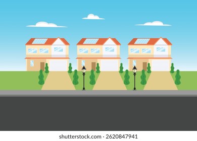 Housing area Concept. Colored flat vector illustration isolated