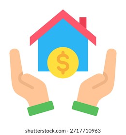 Ilustración vectorial de diseño plano de icono de asistencia de vivienda