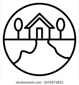 Ilustración vectorial de icono de contorno de burbuja de vivienda