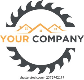 The housing and chainsaw logo is simple and modern. Suitable for housing and building construction logos.