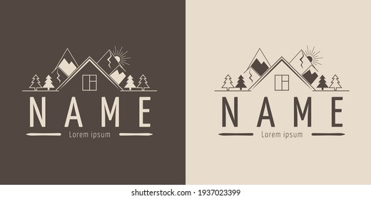 Housing Company Emblem, Real Estate Agency. Vector Line Icon Logo Resort, Guest House, Real Estate.
