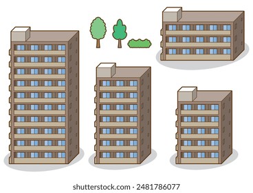 Ilustración vectorial tridimensional del complejo de la vivienda. Construyendo Ilustración vectorial.