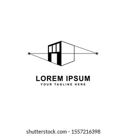 housing construction project logo, simple perspective logo design