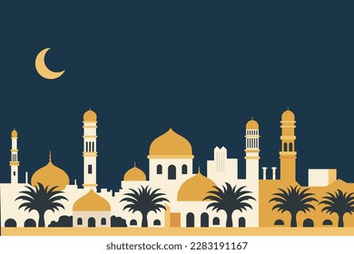 housing with dome building middle east style with flat design concept vector illustration