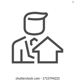 Housing estate and agent or realtors vector icon. Include home or house building. That people is specialize in real estate, property, law i.e. development, owned, sale, rent, buy, investment. 48x48 px