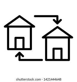 Housing exchange icon. Outline housing exchange vector icon for web design isolated on white background