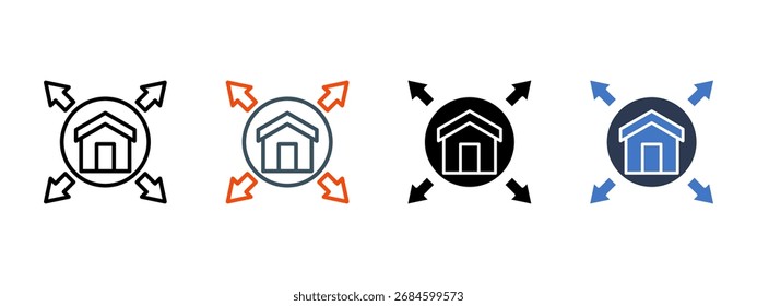 Gehäuse Erweiterung mehrere Symbol Stil Vektorgrafik