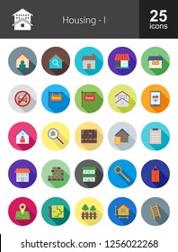 Housing Flat Long Shadow Icons