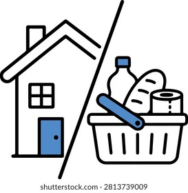 Housing or groceries icon showing difficult cost of living choice vector illustration