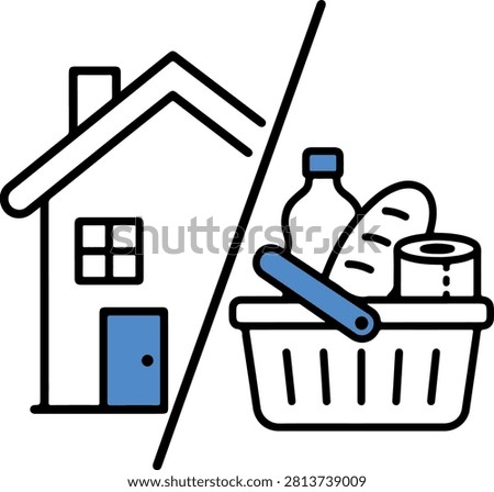 Housing or groceries icon showing difficult cost of living choice vector illustration