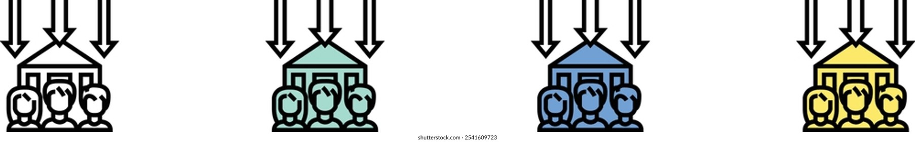 housing icon. Outline, Green, Blue and Yellow Style Design Isolated On White Background