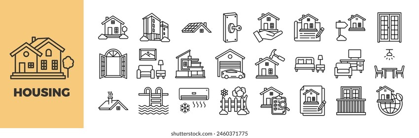 Housing Icon Set For Design Elements	