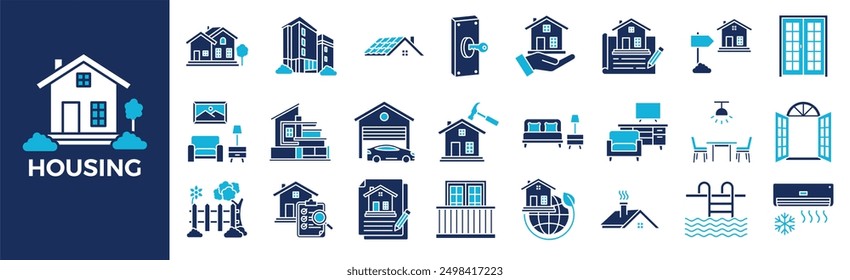 Housing Icon Set For Design Elements, home, house, residential, property, architecture	