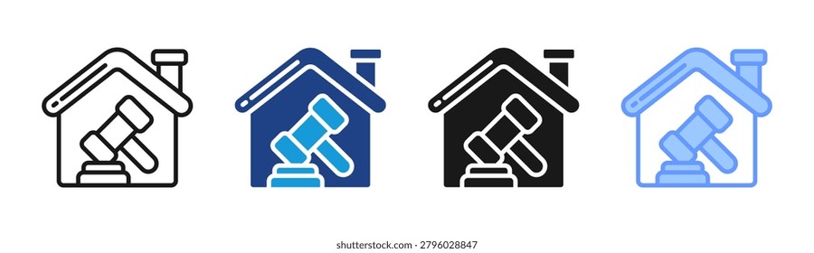 Housing Law icon set multiple style collection