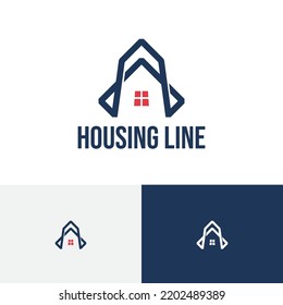 Housing Line Property Real Estate Monoline Style Logo