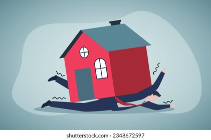 Housing loans overwhelm borrowers. Debt concept, Finance planing, vector illustration.