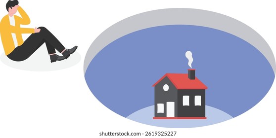 Housing loans overwhelm borrowers. Debt concept, Finance planing, vector illustration.


