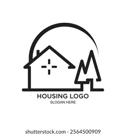 Housing logo design simple concept Premium Vector