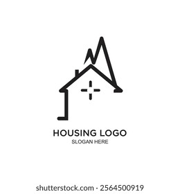 Housing logo design simple concept Premium Vector