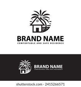 housing logo design with three house elements
