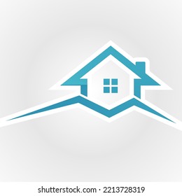 
housing logo drawing vector line icon house in the mountains