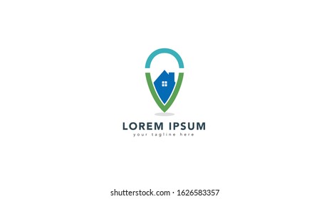 housing map logo, with a pin icon in which there is a picture of a house