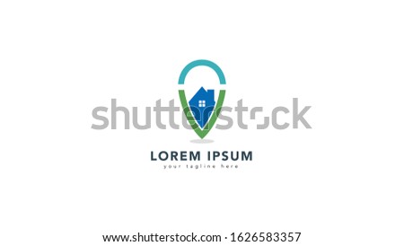 housing map logo, with a pin icon in which there is a picture of a house