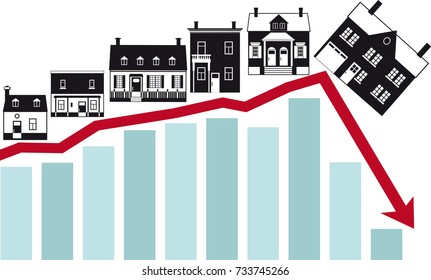 Housing Market Collapse, Conceptual Vector Illustration, EPS 8