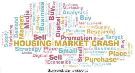 Housing Market Crash word cloud. Vector made with text only