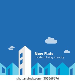 Housing market flat design illustration - New flats in the city