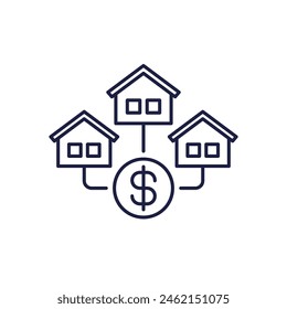 Housing market line icon on white